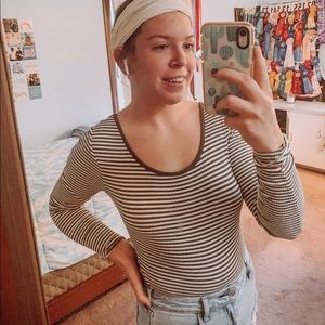 striped bodysuit with open back